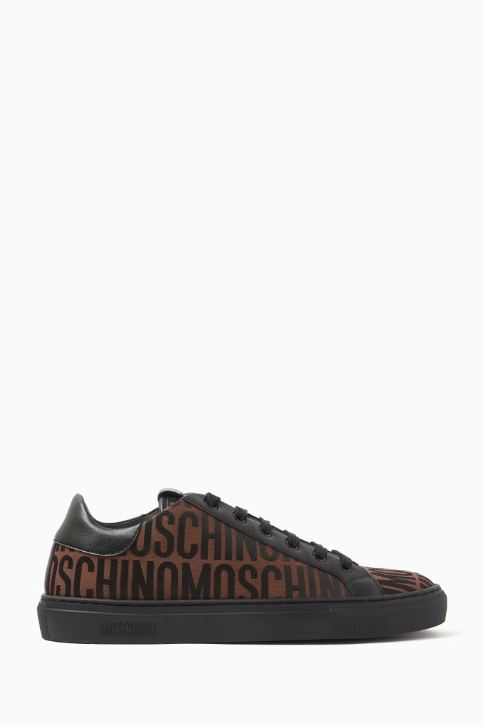 

Low-top Sneakers in Logo Jacquard, Brown