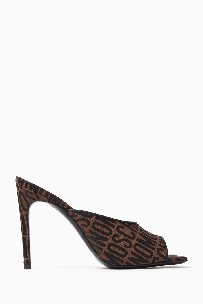 

Square-toe Mules in Logo Jacquard, Brown
