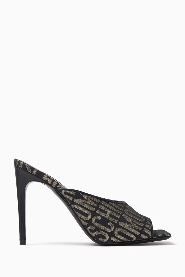 

Square-toe Mules in Logo Jacquard, Gold