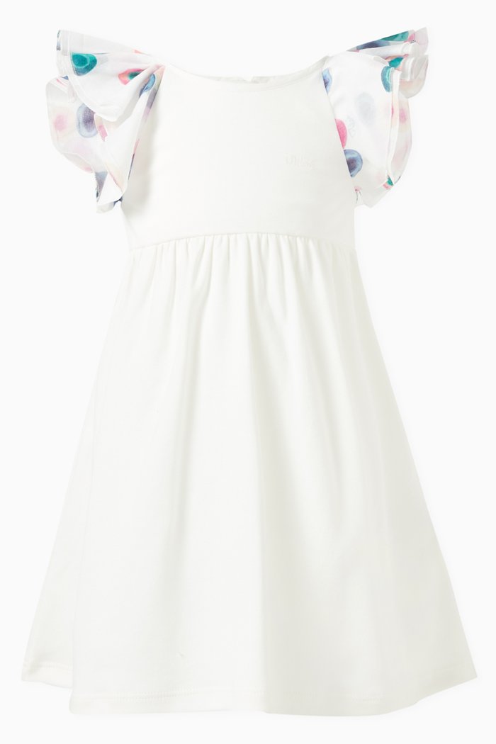 

Ruffle-trim Dress in Organic Cotton, Neutral