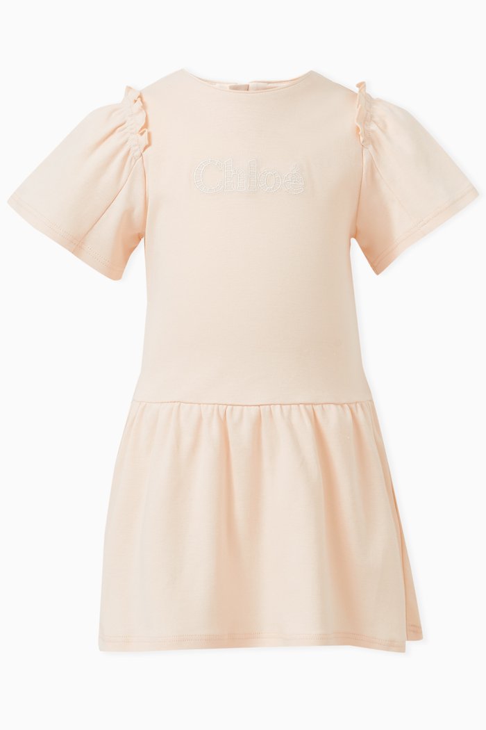 

Logo-embroidered Dress in Organic Cotton Jersey, Pink