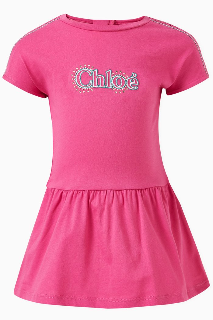 

Logo-embroidered Dress in Organic Cotton, Pink