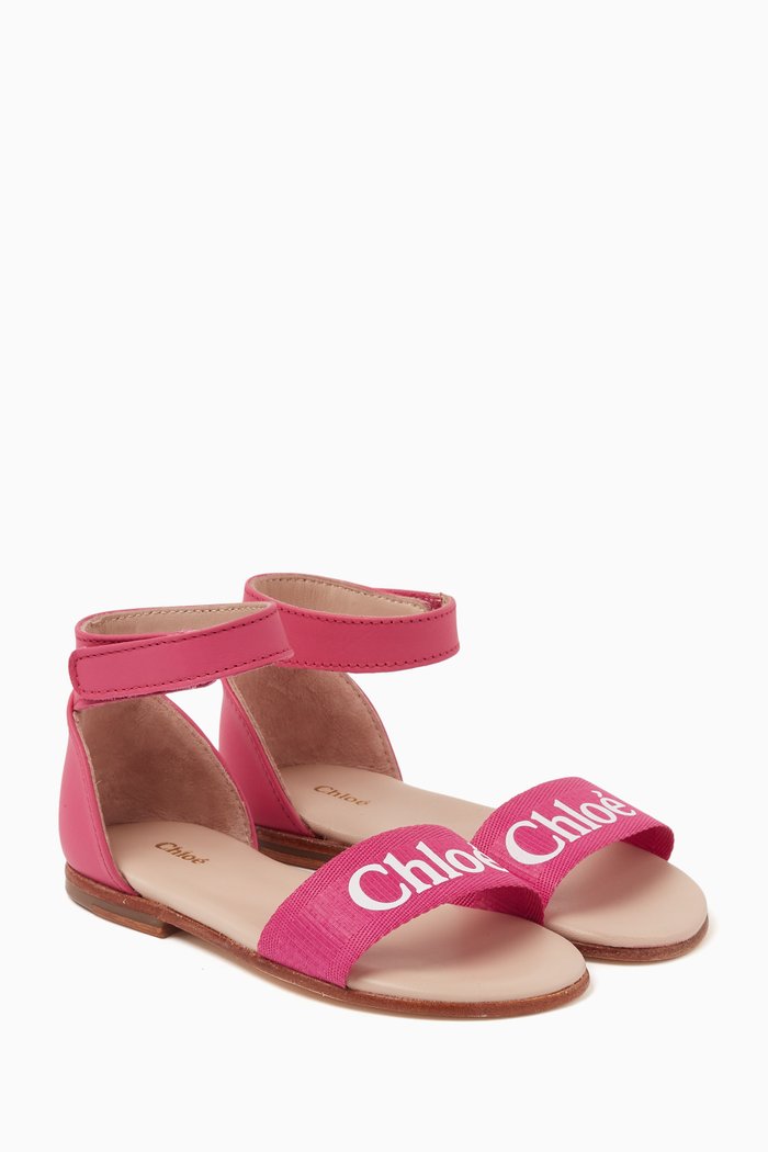 

Logo-print Sandals in Leather, Pink