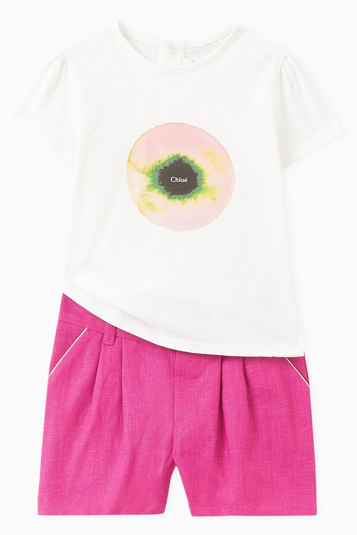 

T-shirt & Shorts Set in Cotton Jersey, Multicolour