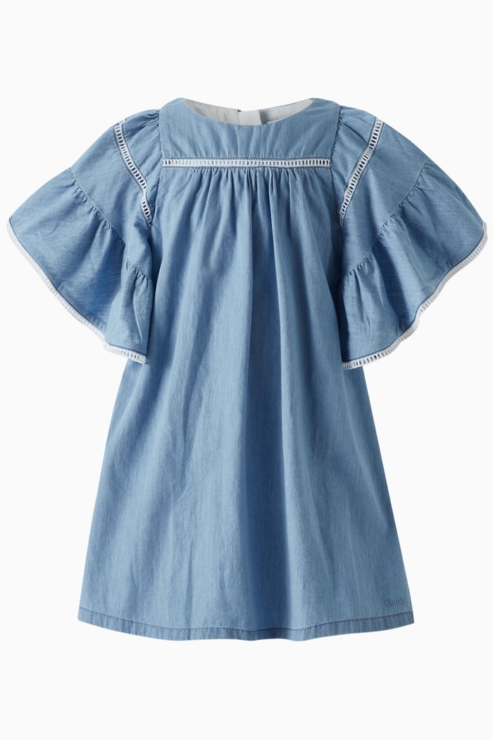 

Ruffle Dress in Organic Cotton, Blue