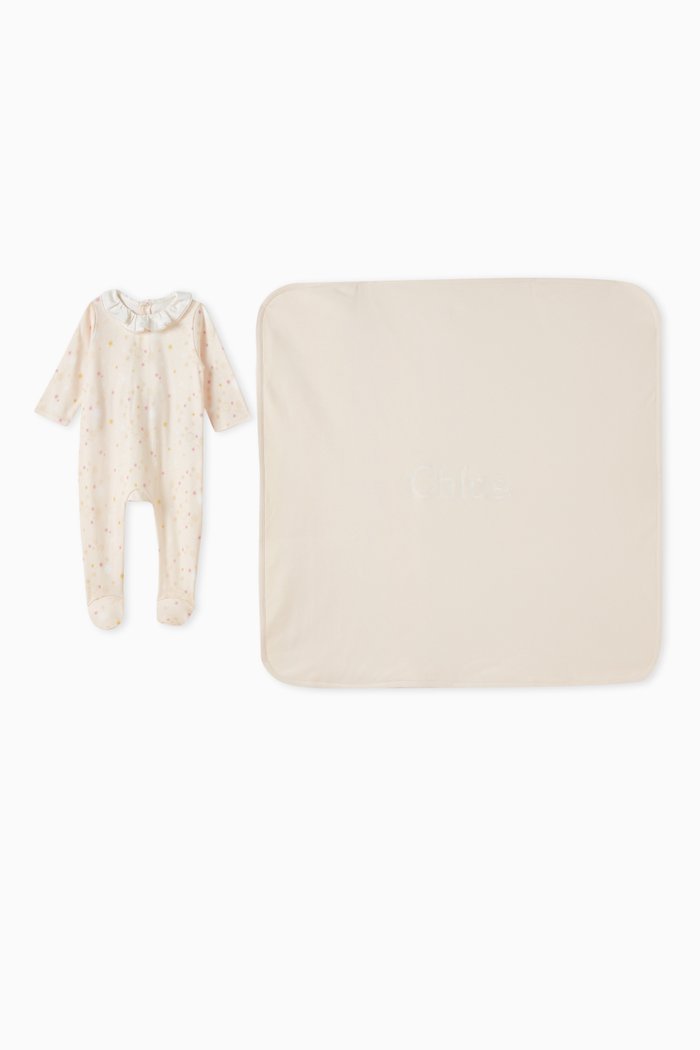 

Star-print Sleepsuit Set in Organic Cotton, Pink