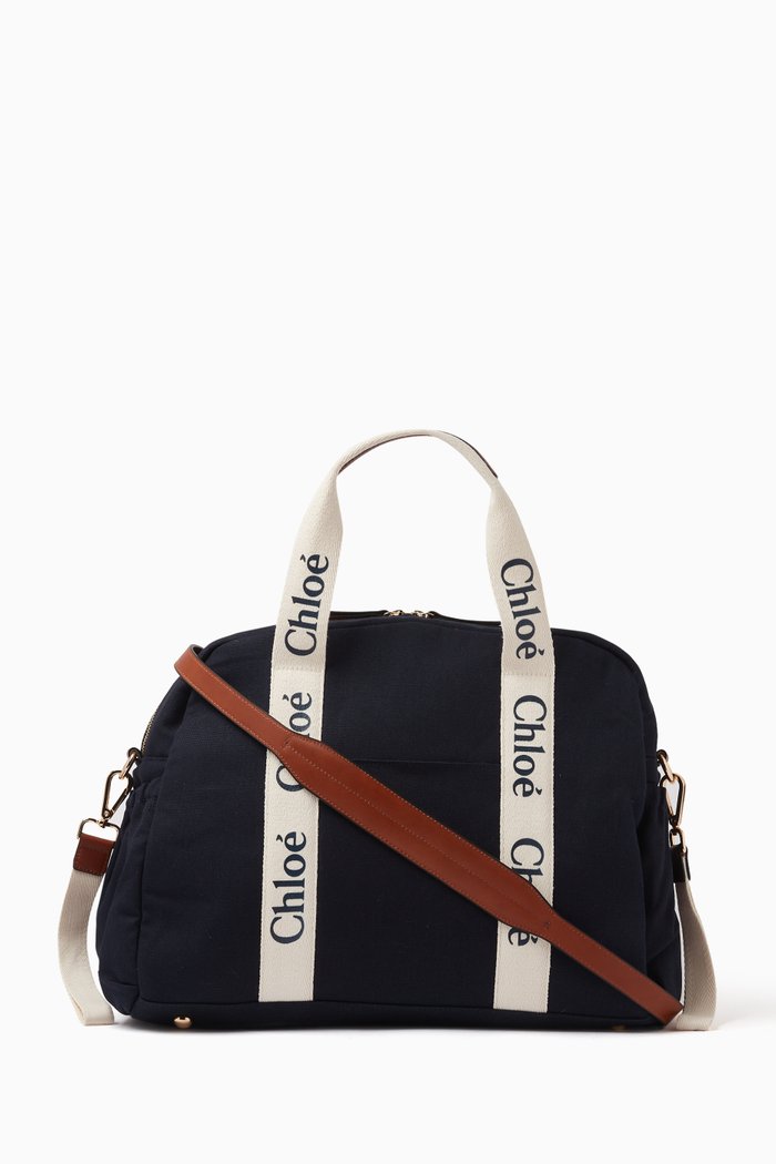 Logo Changing Bag in Cotton Canvas, Blue