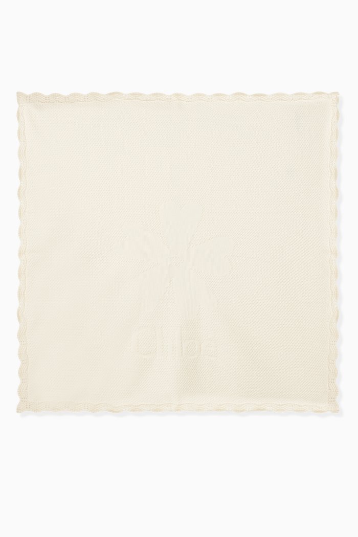 

Scalloped Baby Blanket in Cotton-knit, Neutral