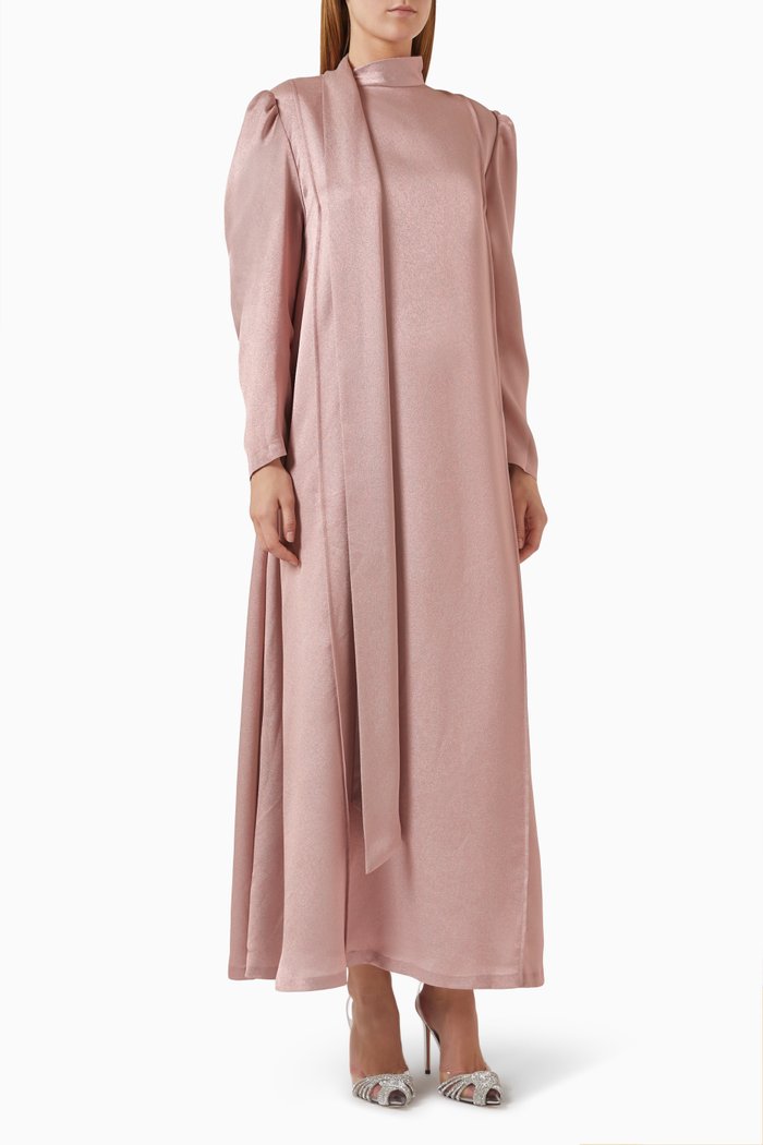 

Embellished Maxi Dress in Silk, Pink