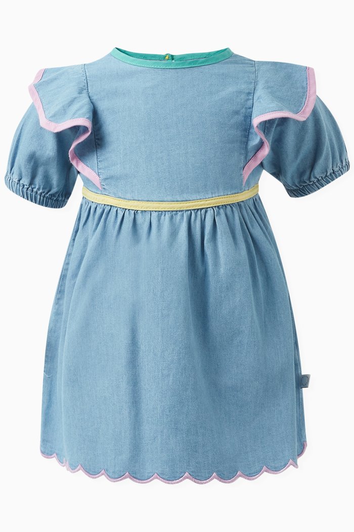 

Ruffles Dress in Cotton, Blue