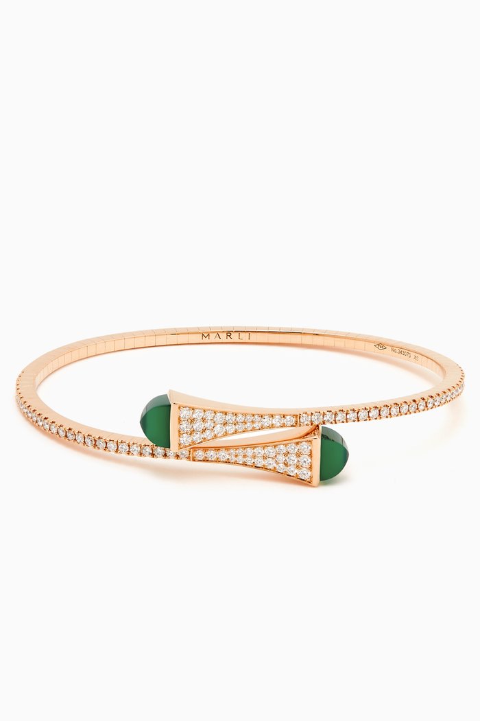 

Cleo Diamond & Agate Midi Slip-on Bracelet in 18kt Yellow Gold