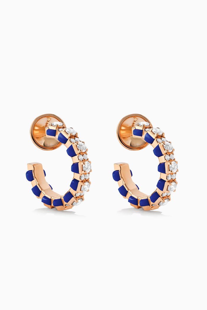 

Tip-Top Diamond & Lapis Lazuli Small Hoop Earrings in 18kt Rose Gold