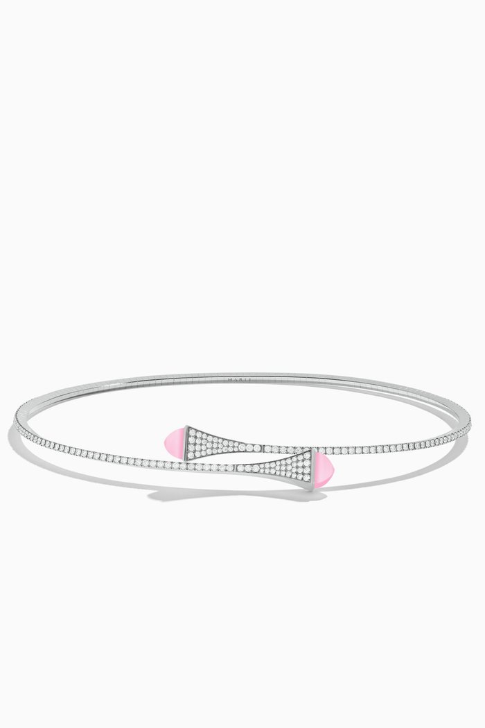 

Cleo Diamond & Quartzite Slip-on Necklace in 18kt White Gold, Silver