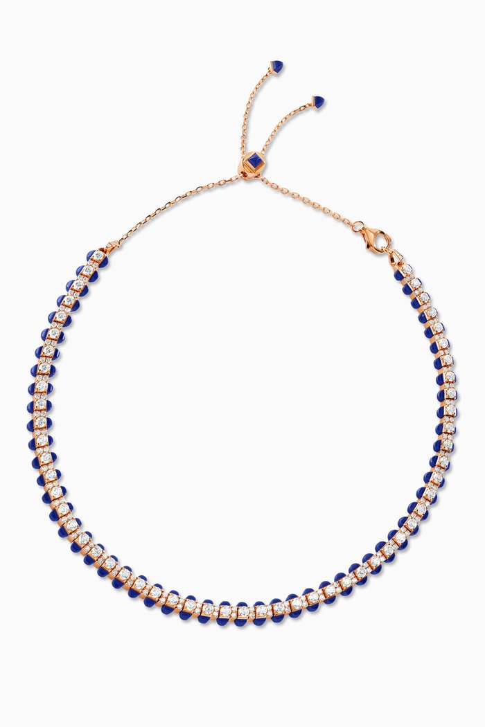 

Tip-Top Diamond & Lapis Lazuli Collar Necklace in 18kt Rose Gold