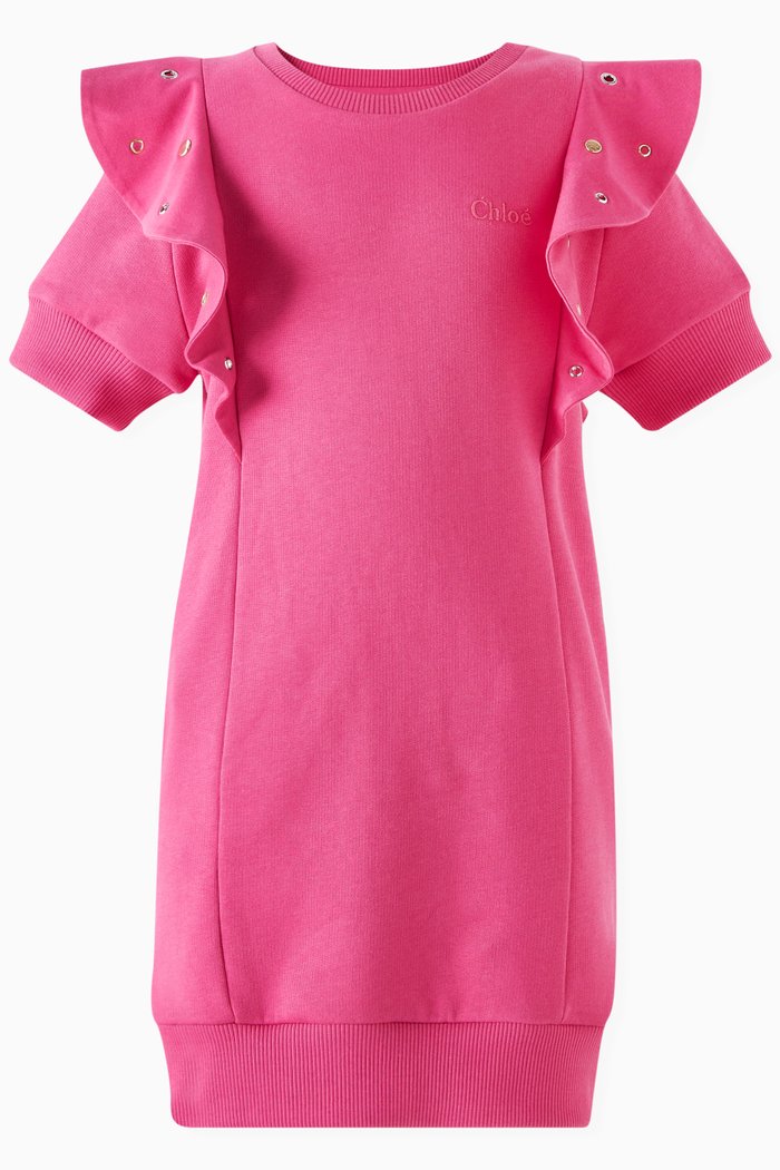

Eyelet-detail Dress in Organic Cotton, Pink