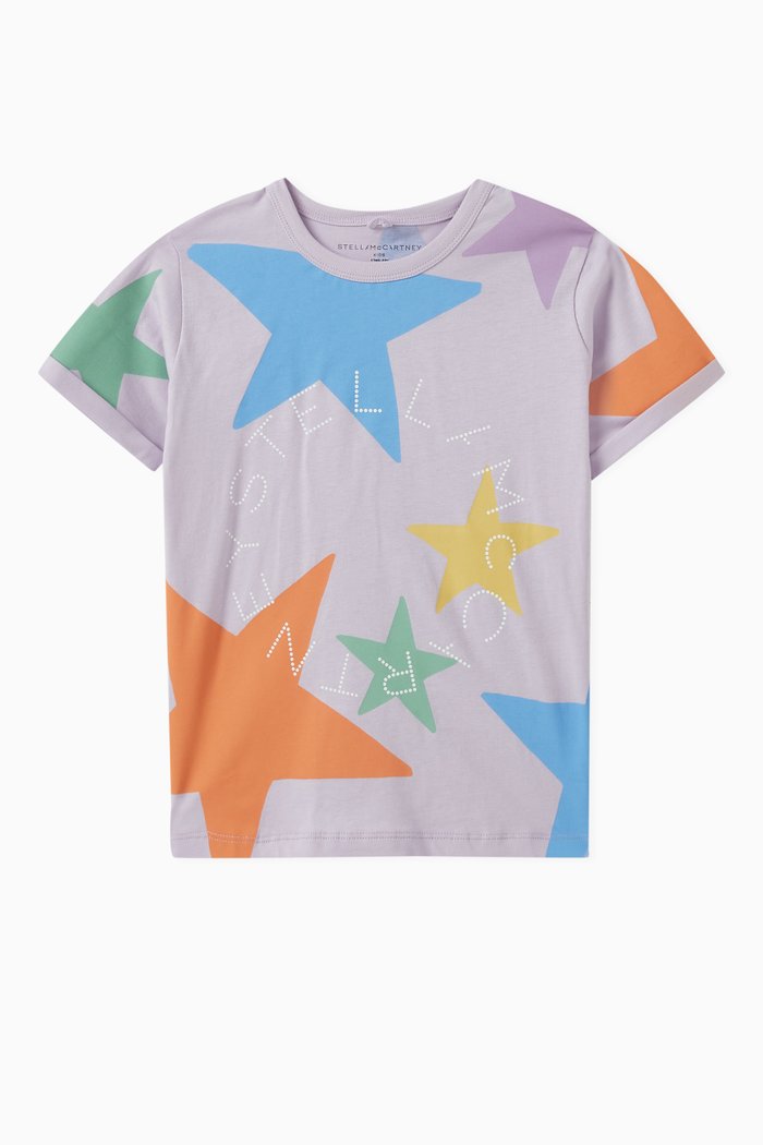 

Star-print T-shirt in Organic Cotton, Purple