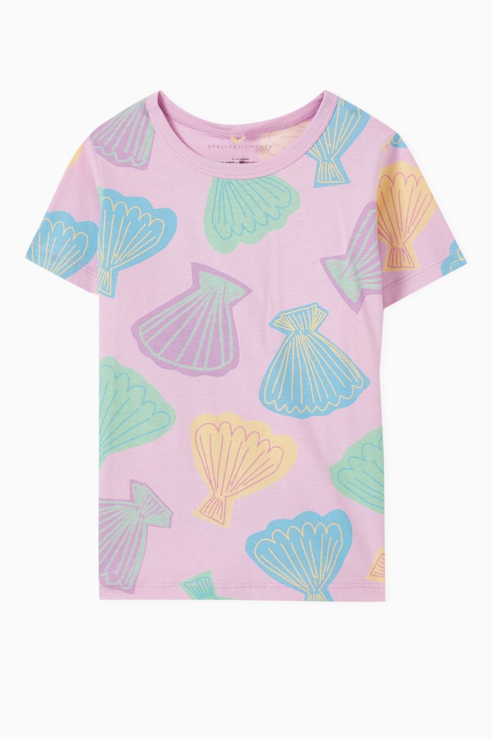 

Shell Print T-Shirt in Cotton, Pink