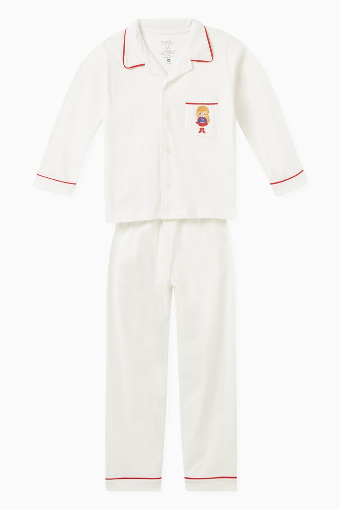 

Supergirl Pyjama Set in Organic Cotton, White