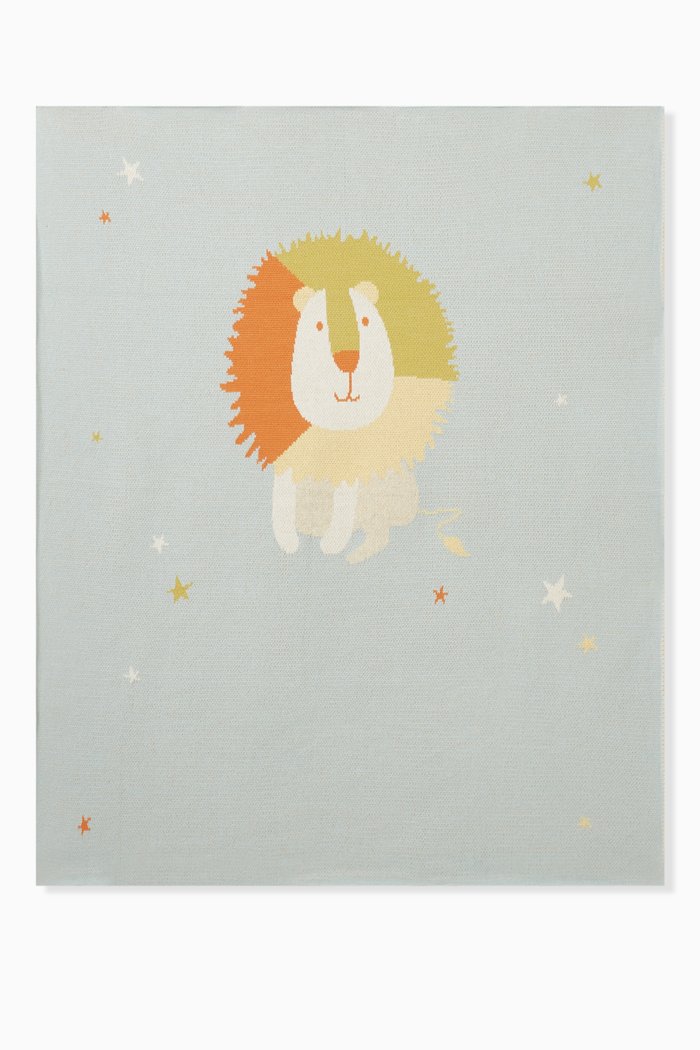 

Lion Blanket in Cotton, Blue