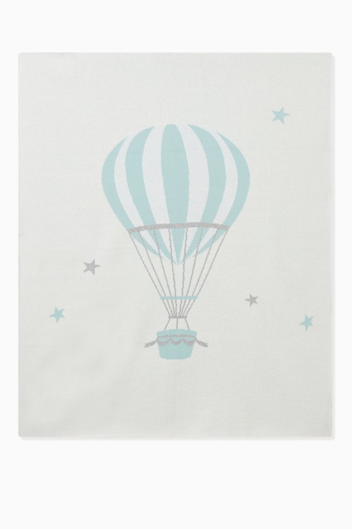 

Hot Air Balloon Blanket in Cotton, Blue