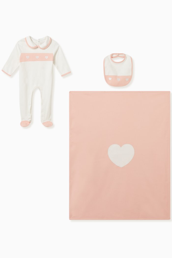Hearts 3-Piece Set in Cotton, Orange