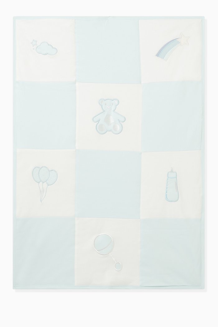 

Baby Teddy Quilted Blanket in Organic Cotton, Blue