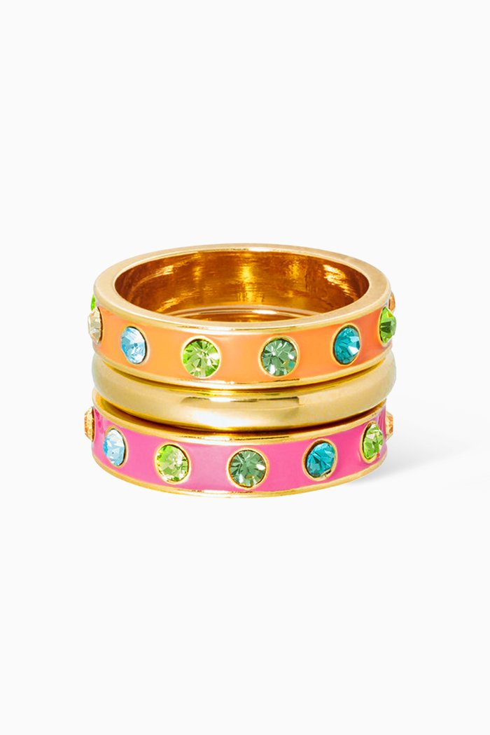 

The Mad Merry Marvelous Rings in Gold-plated Brass, Set of 3, Multicolour
