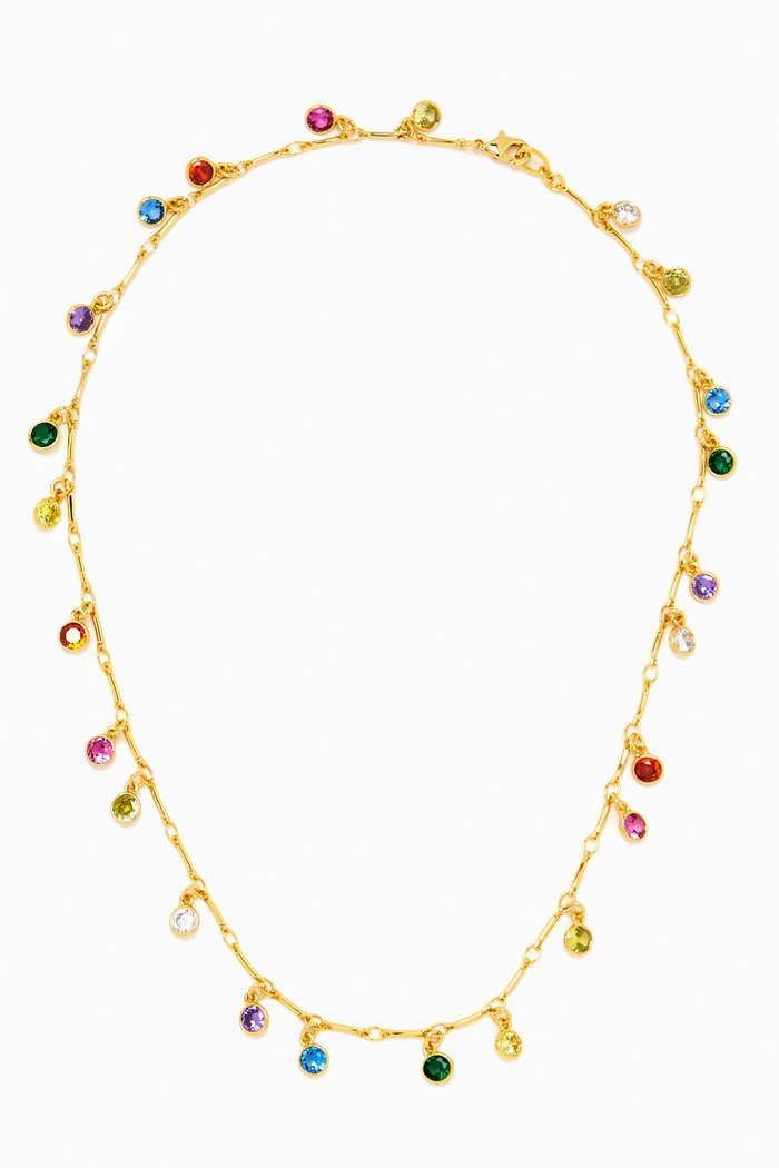 

Mini Bezel Drip Drop Necklace in Gold-plated Brass, Multicolour