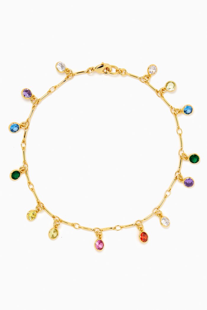 

Mini Bezel Drip Drop Anklet in Gold-plated Brass, Multicolour