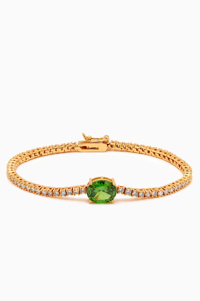 Emerald City Bracelet in Gold-plated Brass, Green