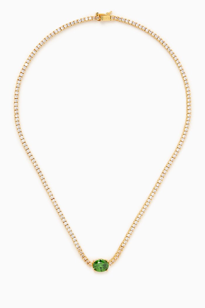 

Emerald City Necklace in Gold-plated Brass, Green