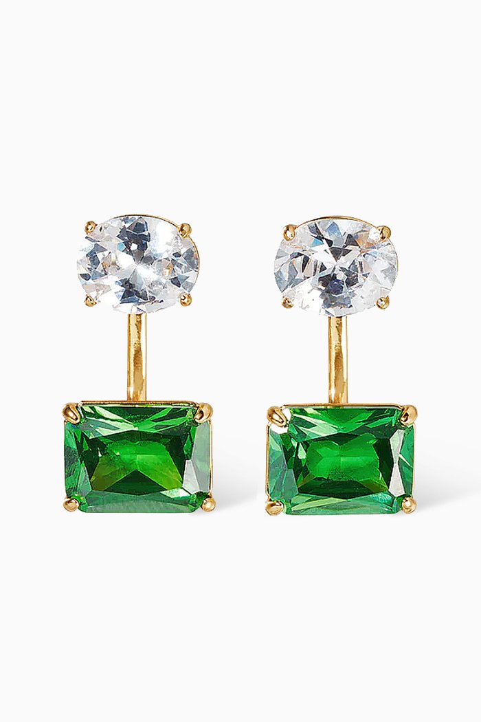 

Emerald City Float Earrings in Gold-plated Brass, Green