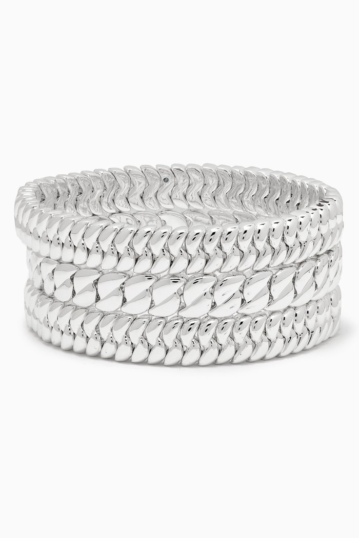 

The Super Silver Stack Bracelets in Metal, Set of 3
