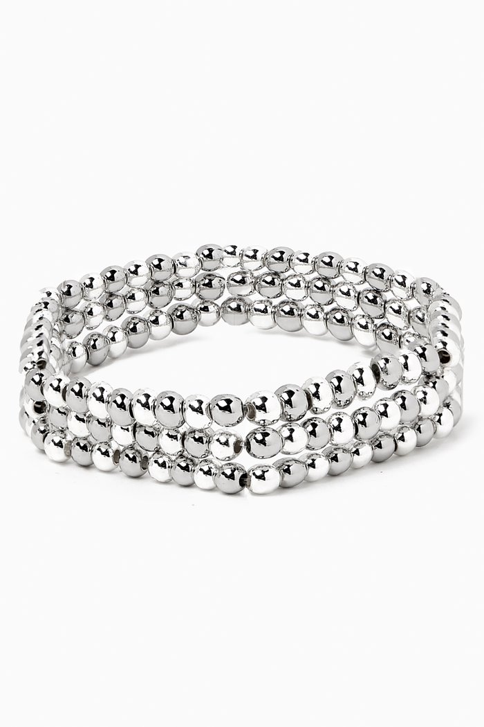 Baby Bubble Bunch Bracelets in Beads, Set of 3, Silver