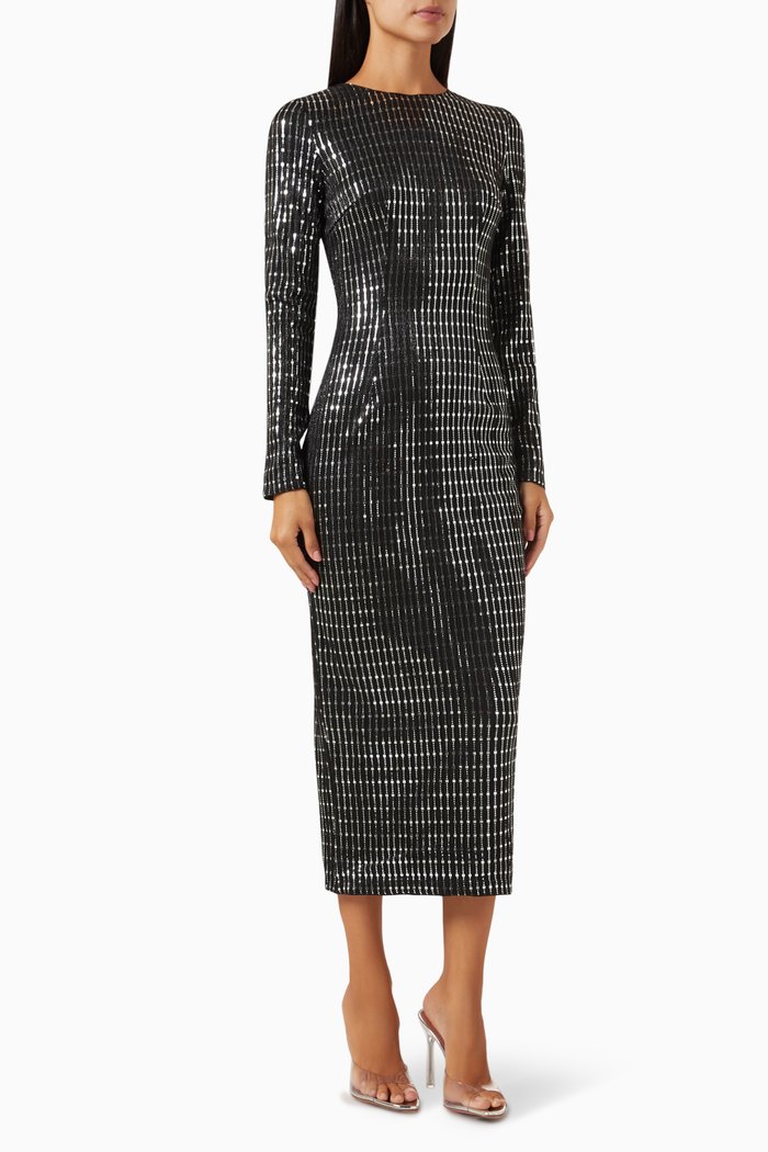 

Ivan Midi Dress in Shimmering Fabric, Black