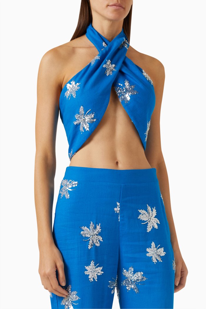 

Ari Embellished Top in Tulle, Blue