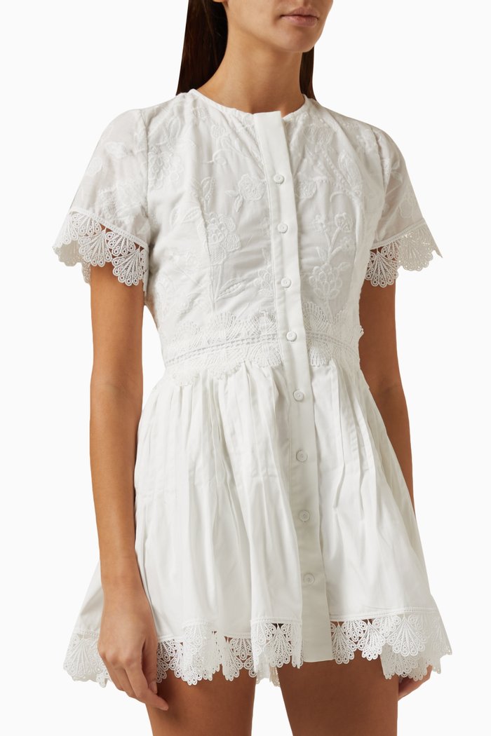 

Margarita Mini Dress in Cotton, White