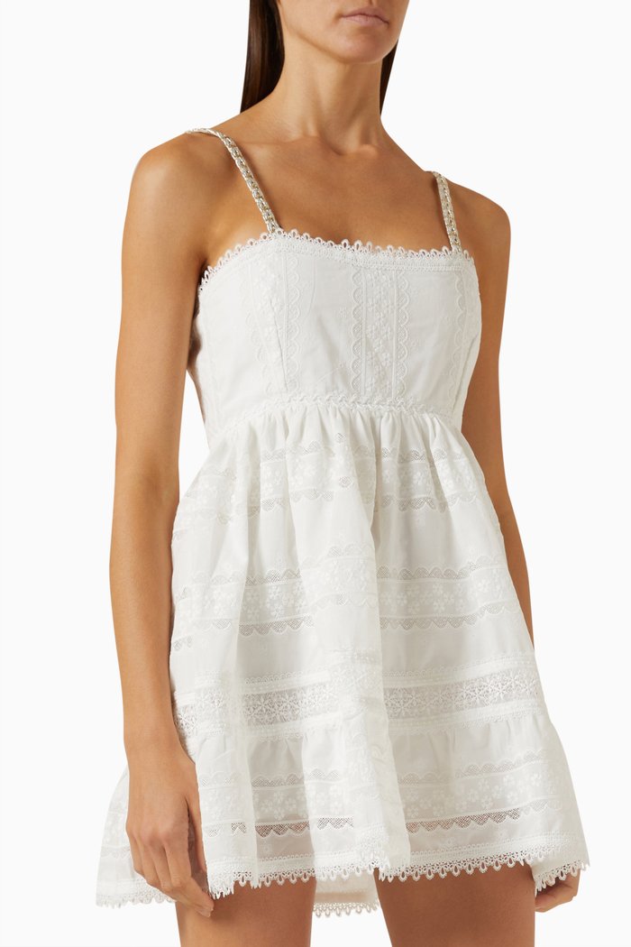 

Canela Lace Mini Dress in Cotton, White