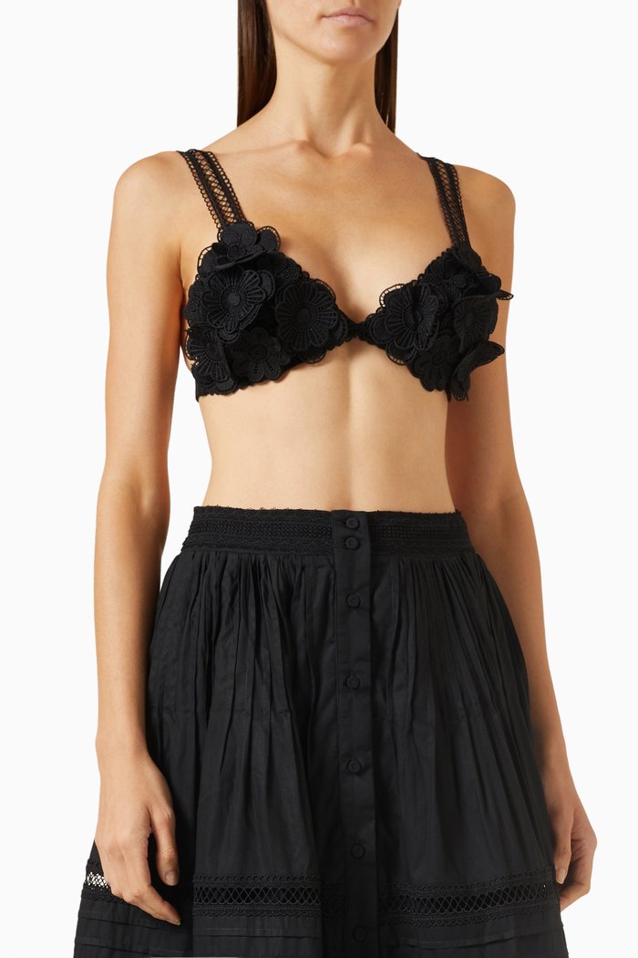 

Dinamita Embroidered Bralette Top, Black
