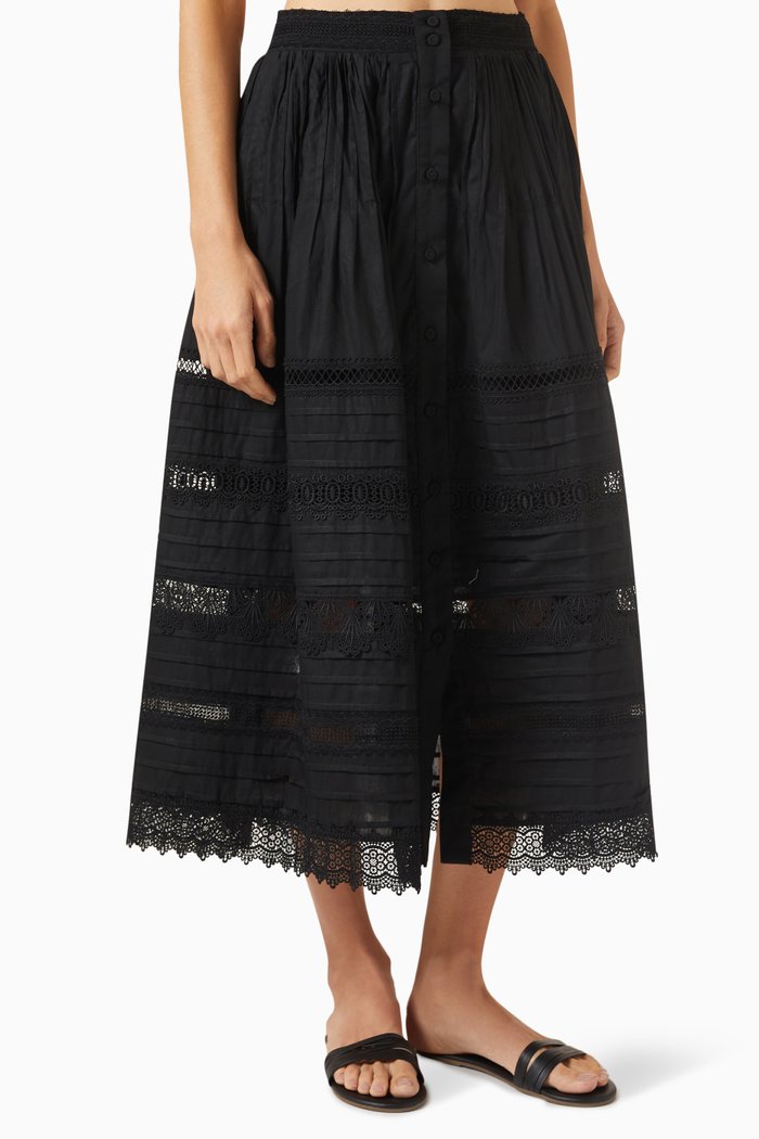 

Camila Buttoned Midi Skirt, Black