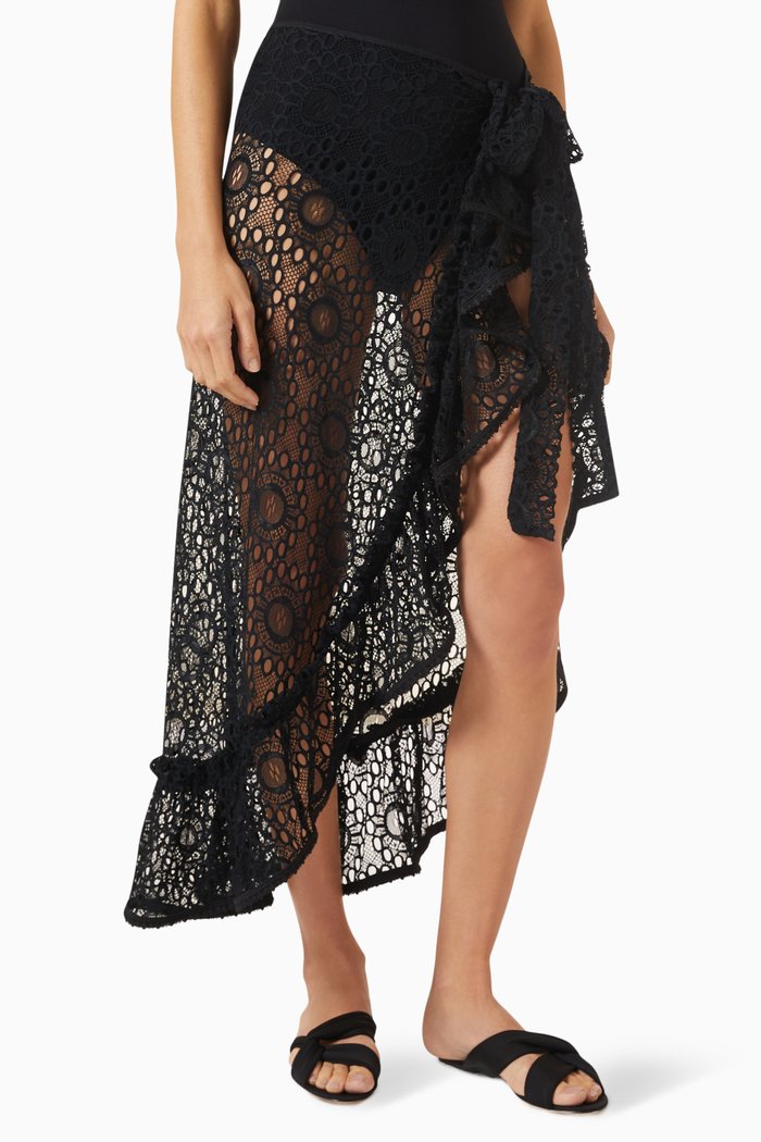 

Soho Wrap Skirt in Stretch-lace, Black