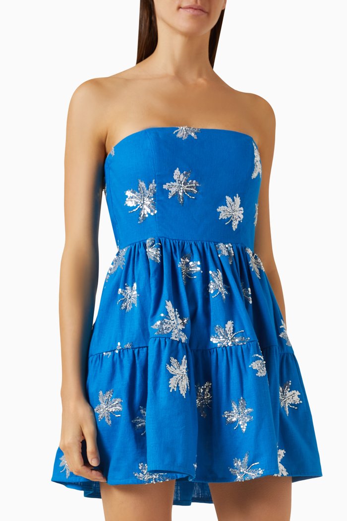 Stardust Embellished Mini Dress, Blue