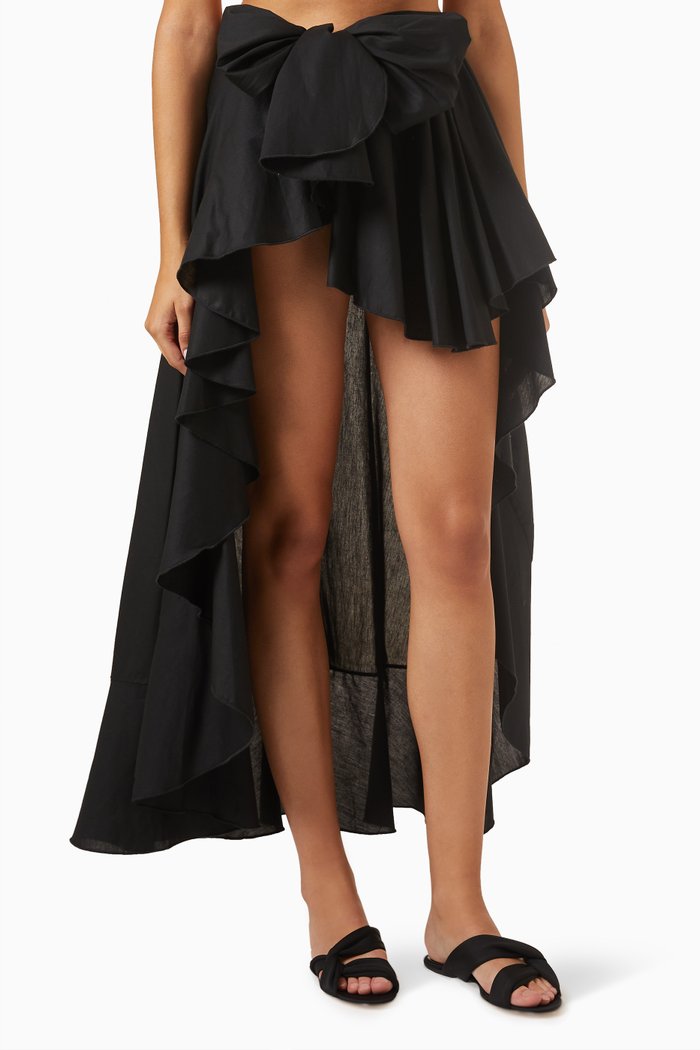 

Flamenco Wrap Skirt in Cotton, Black