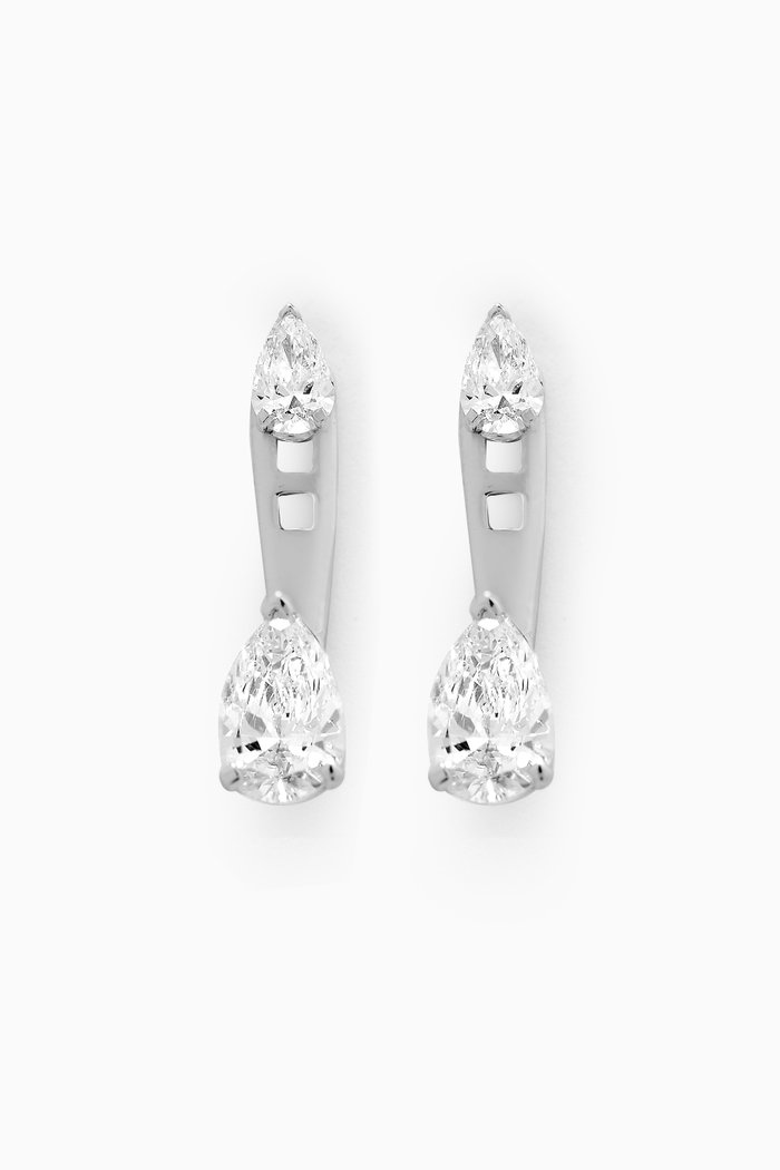 

Pear-shaped Diamond Slider Earrings in 18kt White Gold