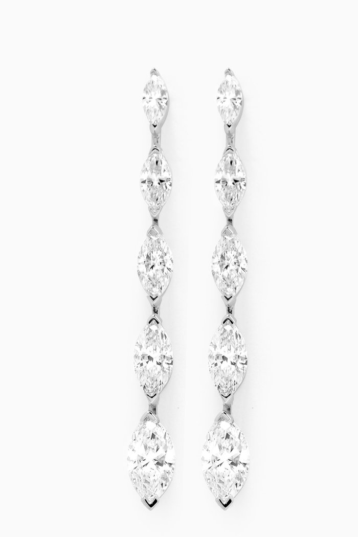 

Marquise-cut Diamond Drop Earrings in 18kt White Gold