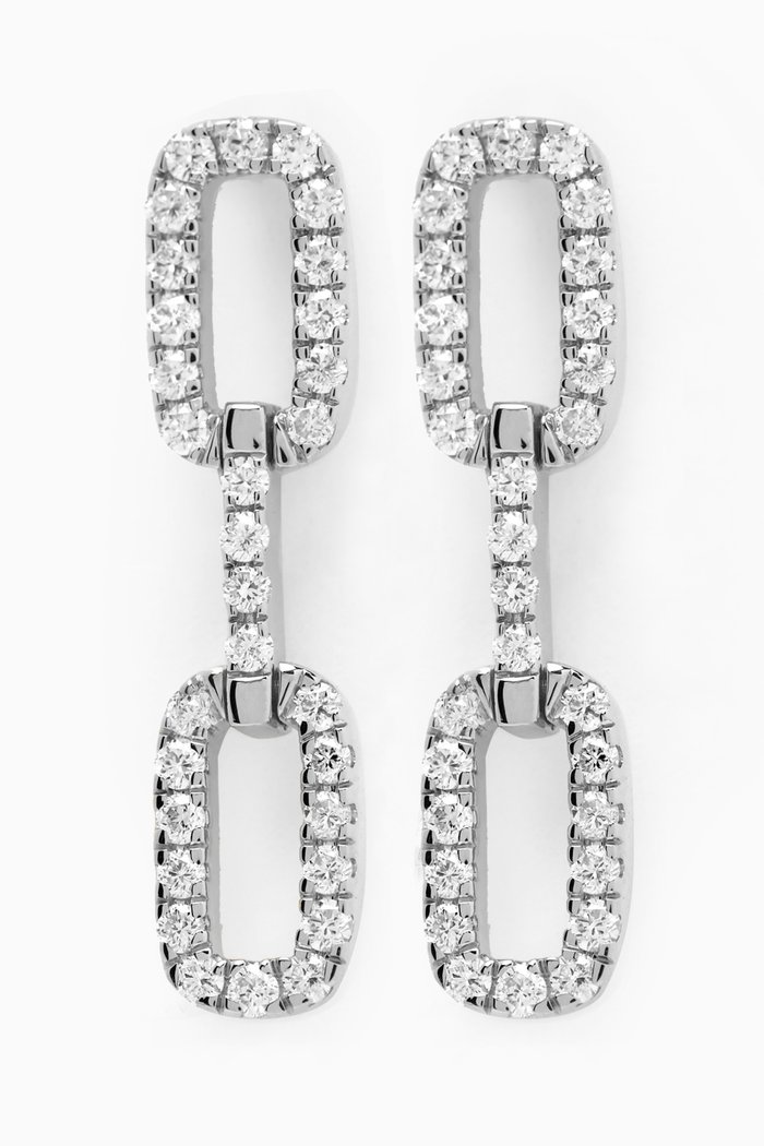 

Full Diamond Link Drop Earrings in 18kt White Gold