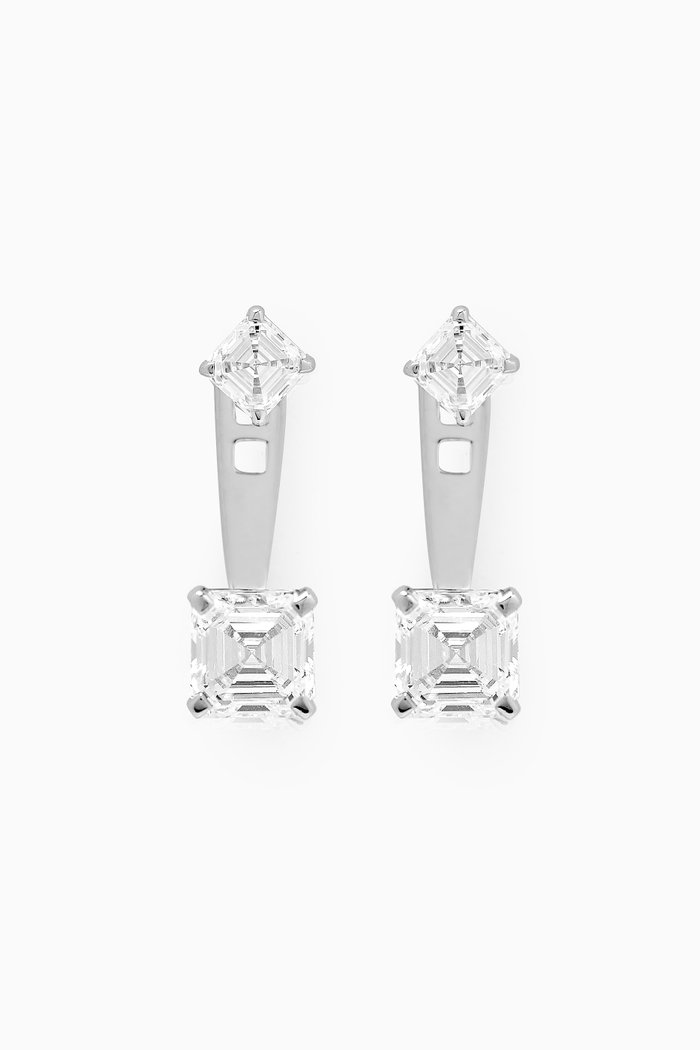 

Asscher-cut Diamond Slider Earrings in 18kt White Gold
