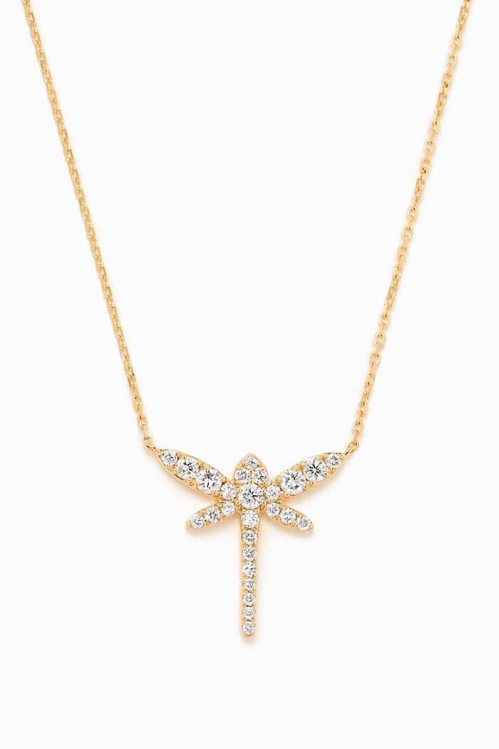 

Dragonfly Pendant Diamond Necklace in 18kt Yellow Gold, White