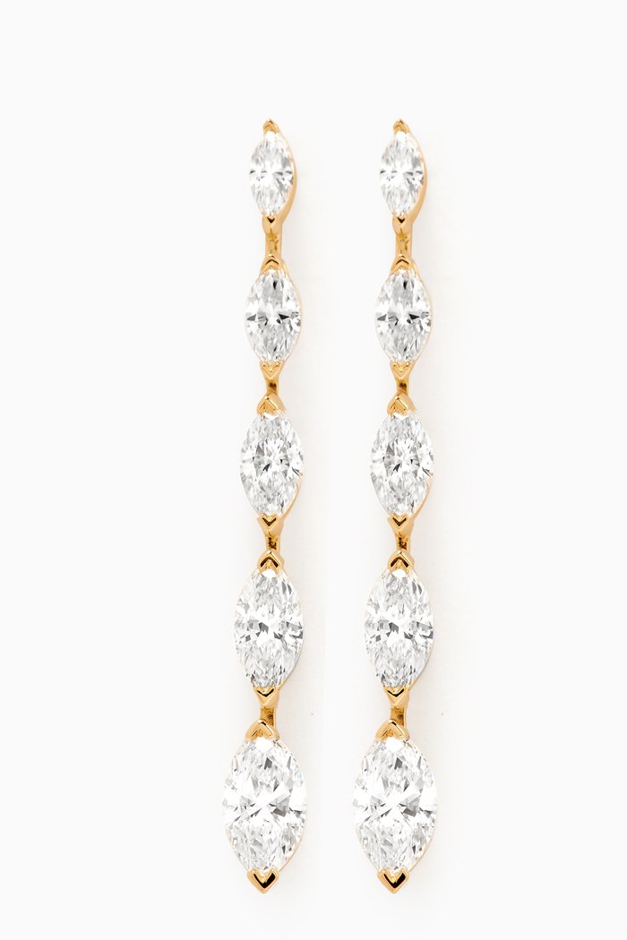 

Marquise Diamond Drop Earrings in 18kt Yellow Gold, White