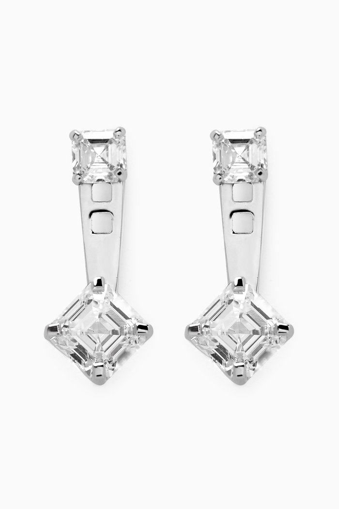 

Asscher-cut Diamond Slider Earrings in 18kt White Gold